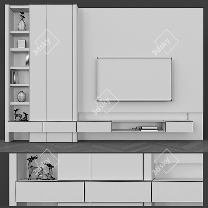 Modern Wall-Mounted TV Set 3D model image 3