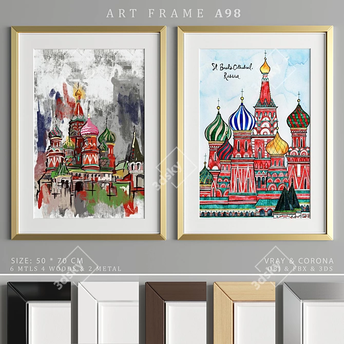 Elegant Modern Art Frame 3D model image 1