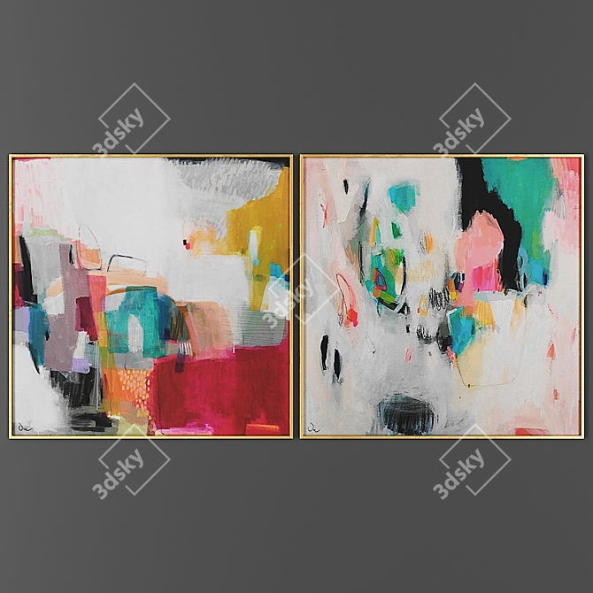 Modern Art Picture Frames Set 3D model image 1