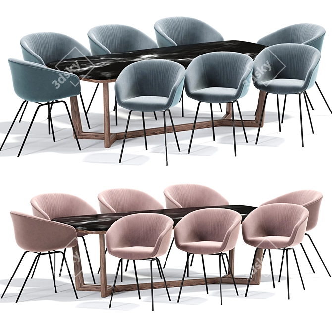 Sleek Hay Dining Chair Table 3D model image 1