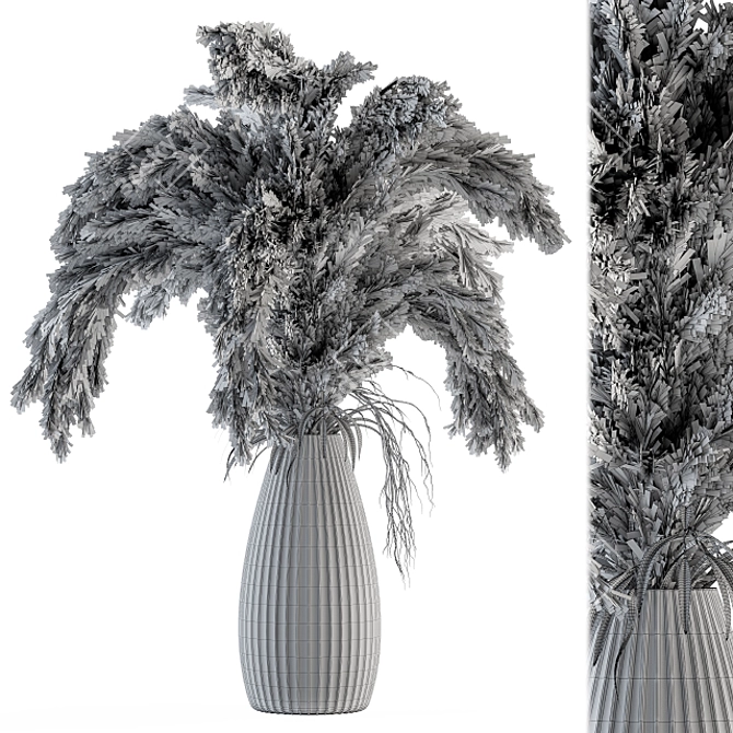 Elegant Pampas in Glass Vase 3D model image 5