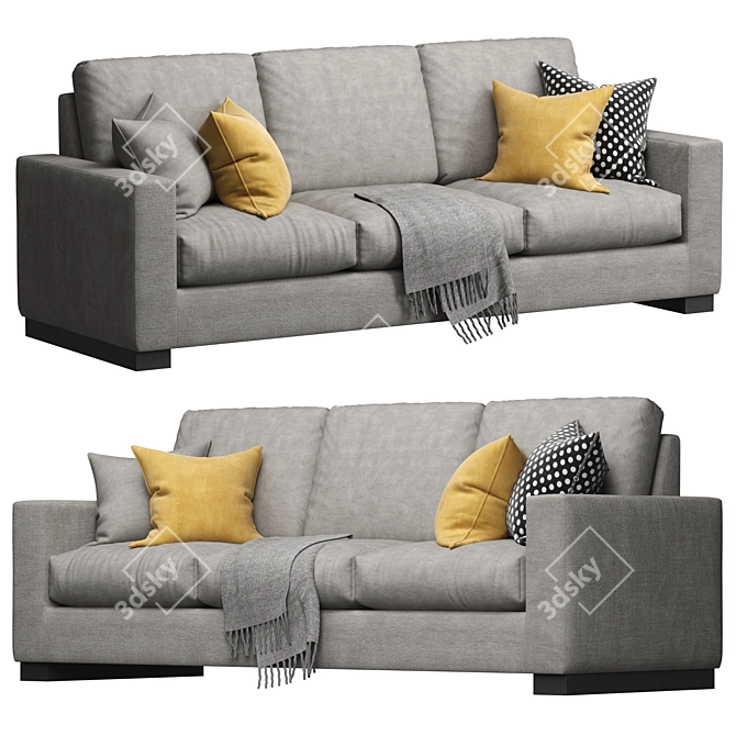 Wesley Hall Ample Sofa: Sleek and Stylish Comfort 3D model image 3