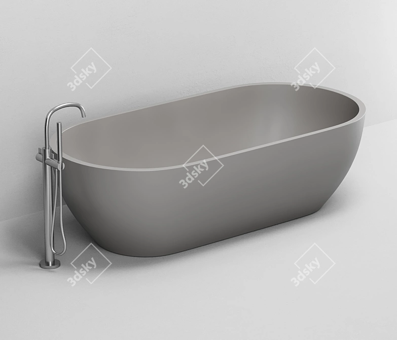 Cocoon Solid Stone Bath: Timeless Elegance 3D model image 2