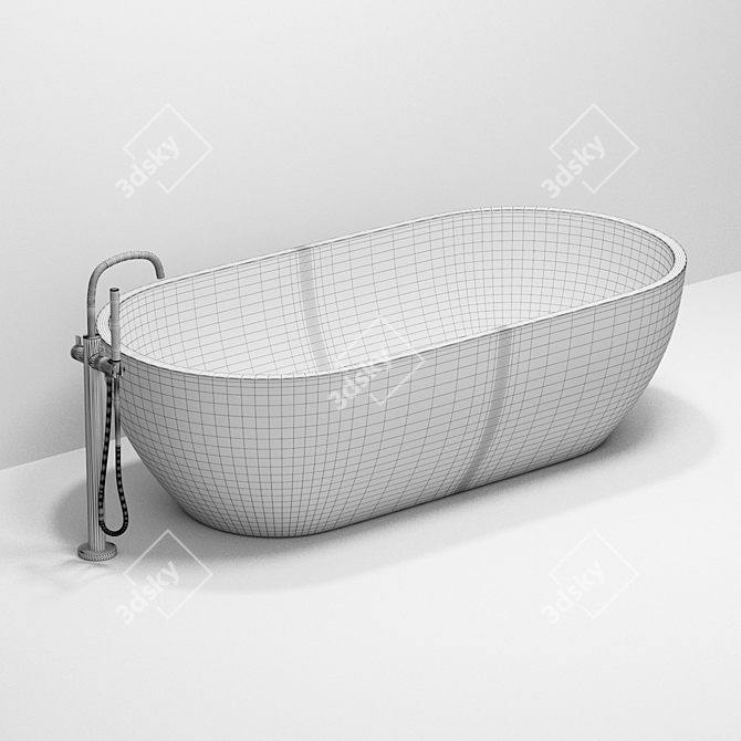 Cocoon Solid Stone Bath: Timeless Elegance 3D model image 5