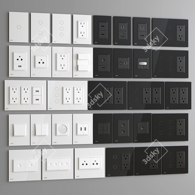 Livolo Touch US: Modern Modular Switch and Socket Set 3D model image 1