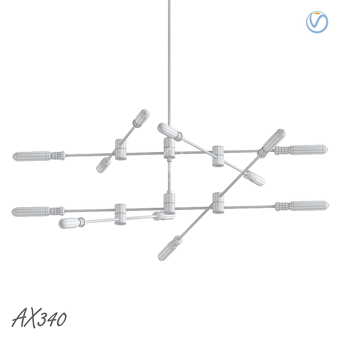 Industrial Style Metal Chandelier 3D model image 2