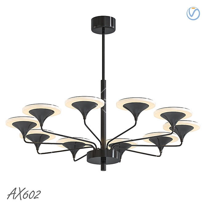 Modern LED Black and White Chandelier 3D model image 1