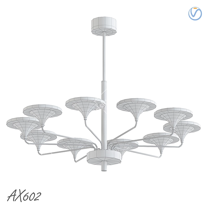 Modern LED Black and White Chandelier 3D model image 2