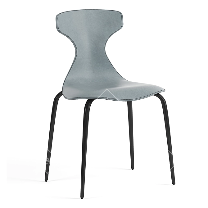 Elegant Leather Dining Chair 3D model image 3