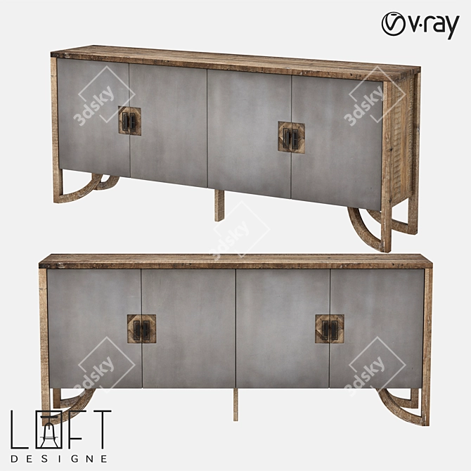 Modern Wood and Concrete Chest of Drawers 3D model image 1