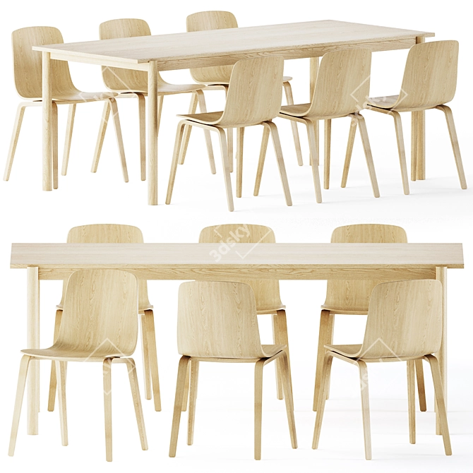 Sleek Nordic Design Wood Table 3D model image 5