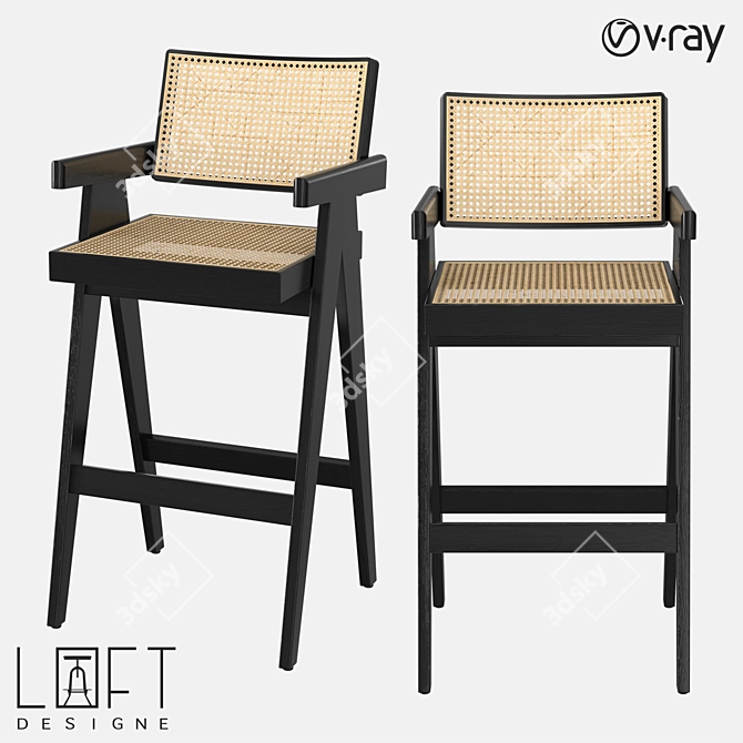 LoftDesigne Bar Stool - Stylish and Comfortable 3D model image 1