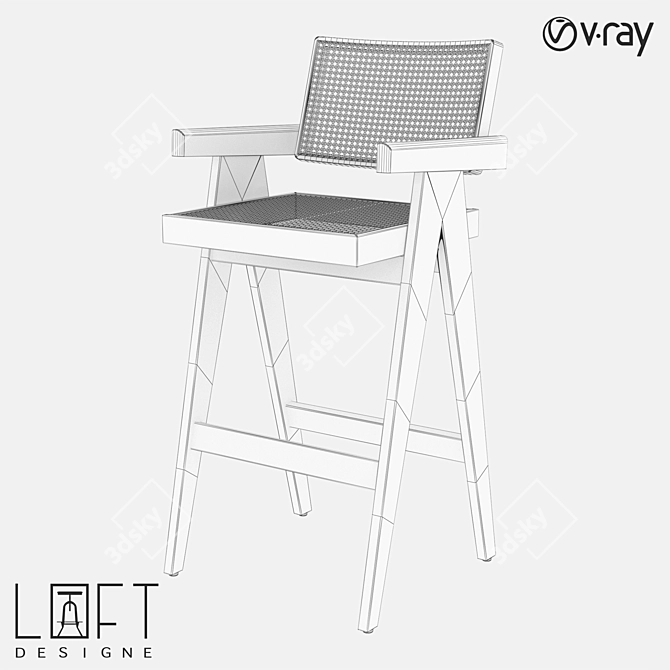 LoftDesigne Bar Stool - Stylish and Comfortable 3D model image 2