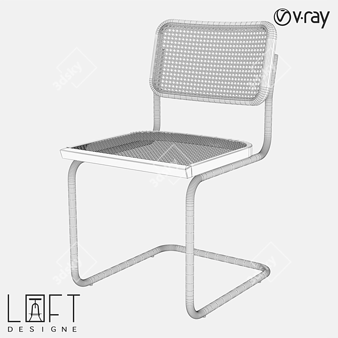 Rattan and Ash Chair: Stylish and Comfortable 3D model image 2