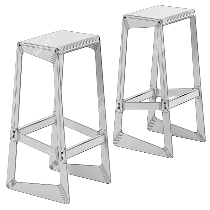 Industrial Loft Bar Stool 3D model image 2