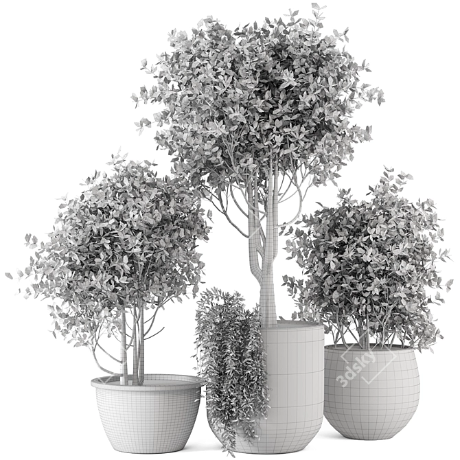 Rustic Outdoor Plant Bush & Tree Set 3D model image 5