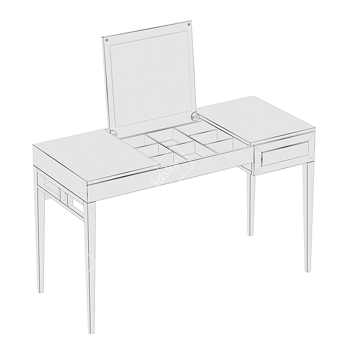 Sleek Grey Dressing Table with Foldable Mirror 3D model image 3