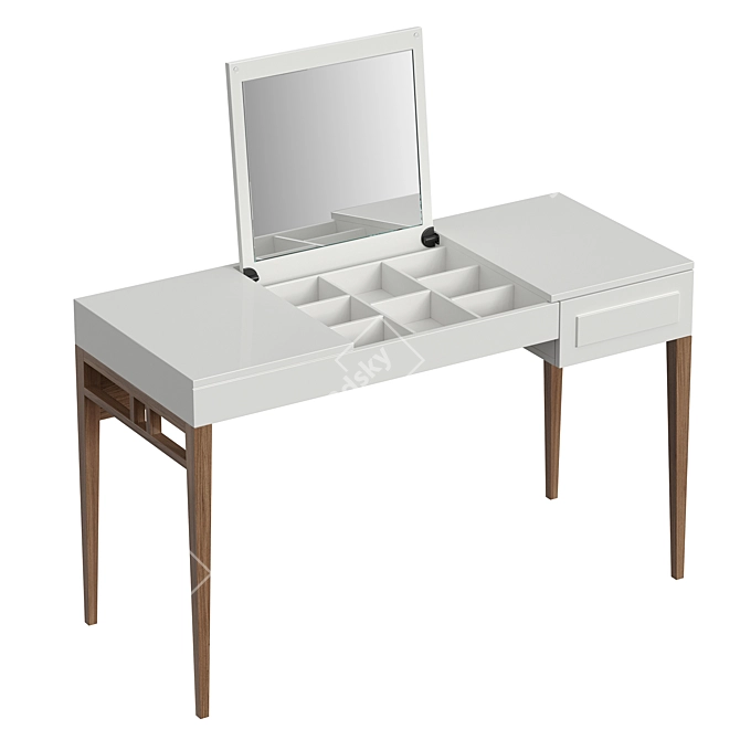 Sleek Grey Dressing Table with Foldable Mirror 3D model image 5