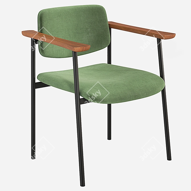 Velvet Warren Chair: Green, Blue, Grey 3D model image 1