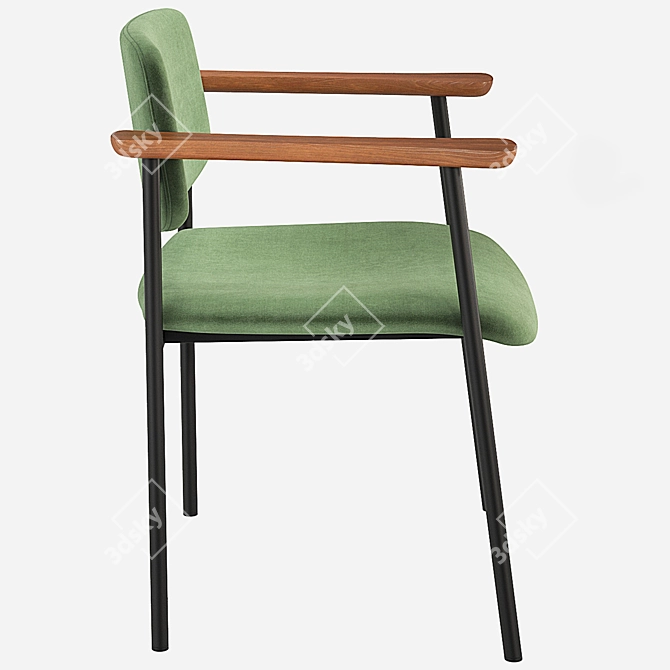 Velvet Warren Chair: Green, Blue, Grey 3D model image 3