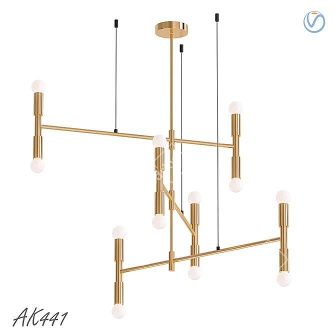 Modern Spruce Chandelier: AK441 3D model image 1