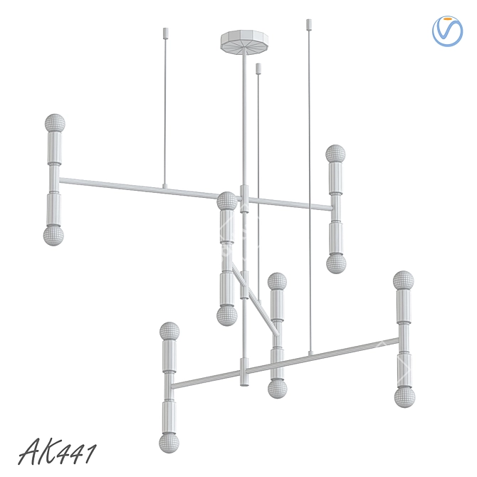 Modern Spruce Chandelier: AK441 3D model image 2