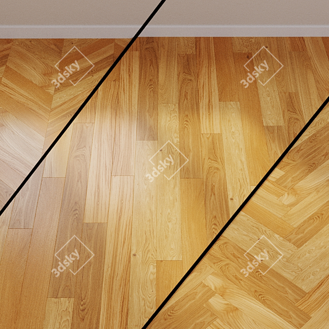 Traditionally Natural Oak Parquet Board 3D model image 1