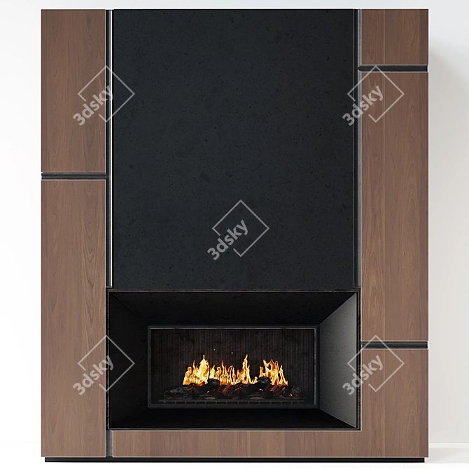 Title: Modern Metal-Insert Fireplace 3D model image 1