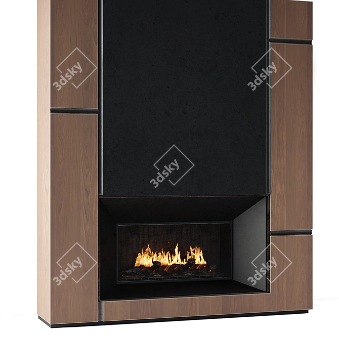 Title: Modern Metal-Insert Fireplace 3D model image 2