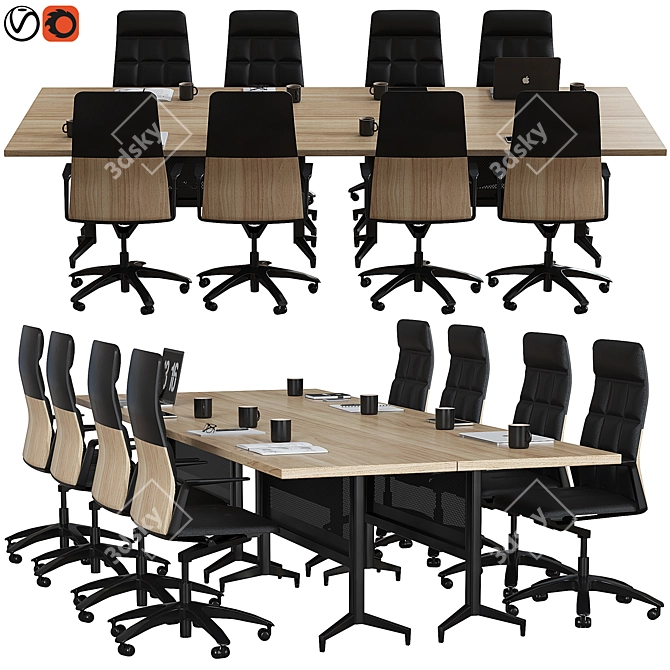 Sleek Executive Conference Table 3D model image 1