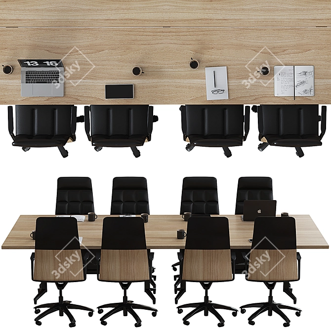 Sleek Executive Conference Table 3D model image 3