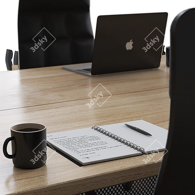 Sleek Executive Conference Table 3D model image 4