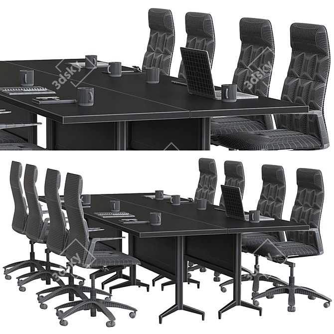 Sleek Executive Conference Table 3D model image 5