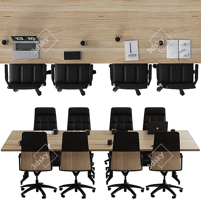 Sleek Executive Conference Table 3D model image 6