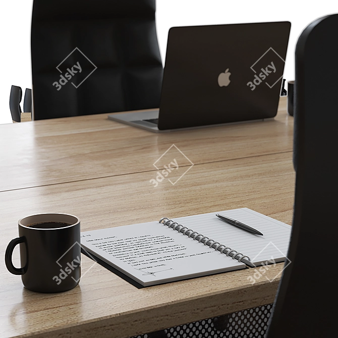 Sleek Executive Conference Table 3D model image 7