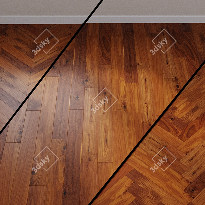 Elegant French Oak Parquet 3D model image 1