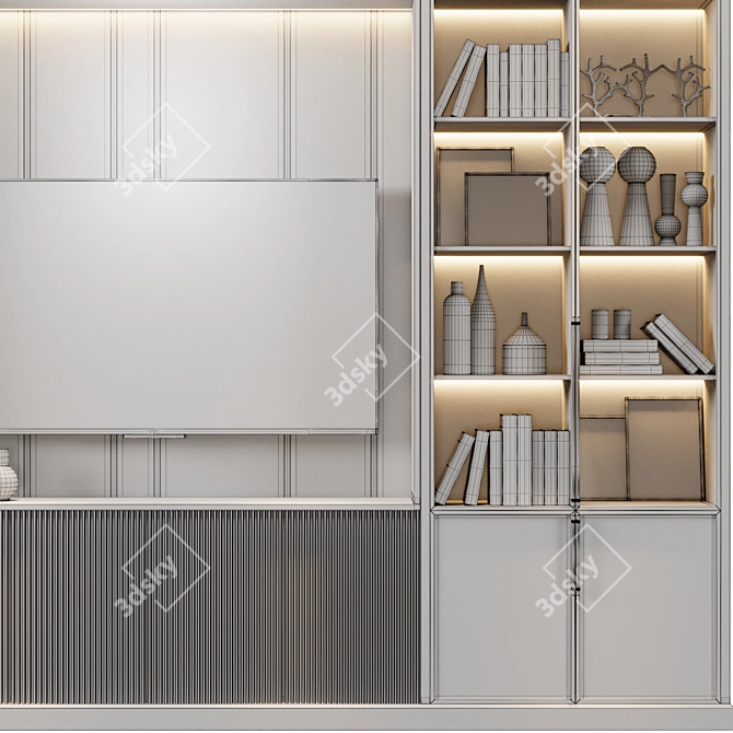 Elegant Neoclassical TV Wall 3D model image 5