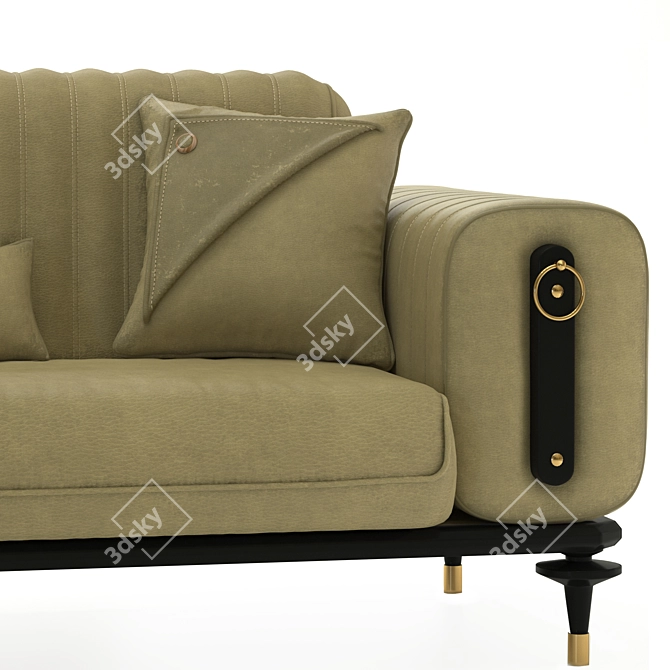 Olive Elegance: Premium Leather Sofa 3D model image 3