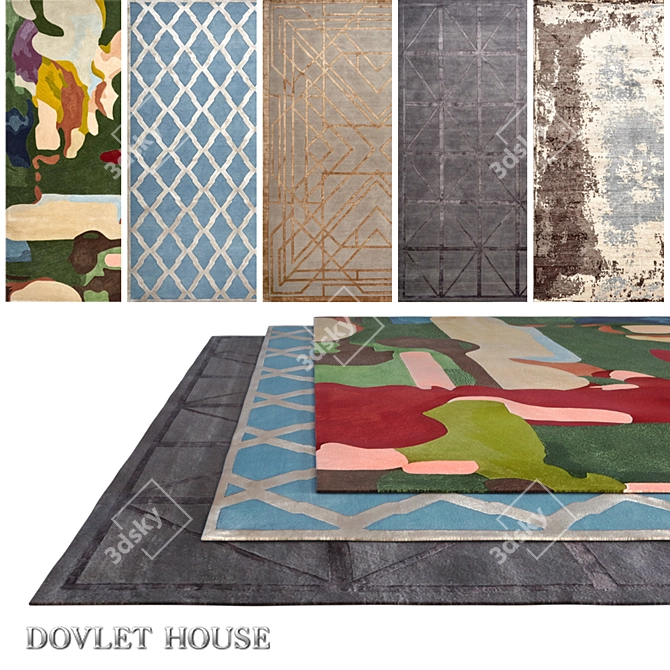 Luxury Carpets by DOVLET HOUSE: 5-Piece Collection (Part 619) 3D model image 1