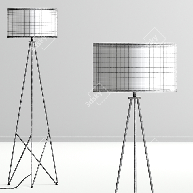 Modern Geometric Tripod Lamp 3D model image 3