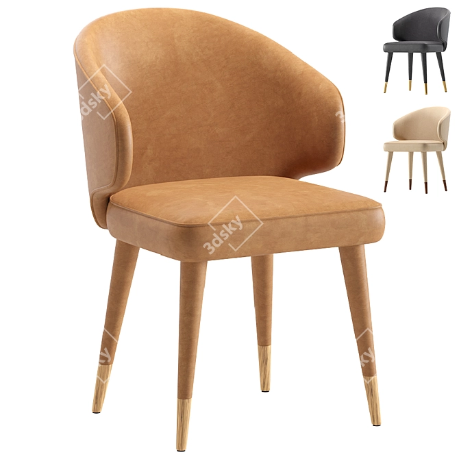 Dutchbone Lunar Leather Chair: Modern Elegance for Your Space 3D model image 1