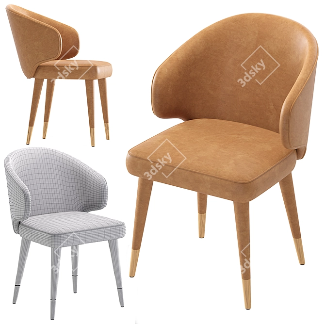 Dutchbone Lunar Leather Chair: Modern Elegance for Your Space 3D model image 5