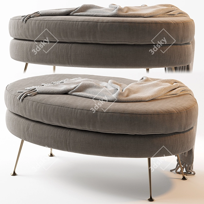 Pietro Oval Ottoman: Mid-Century Elegance 3D model image 1