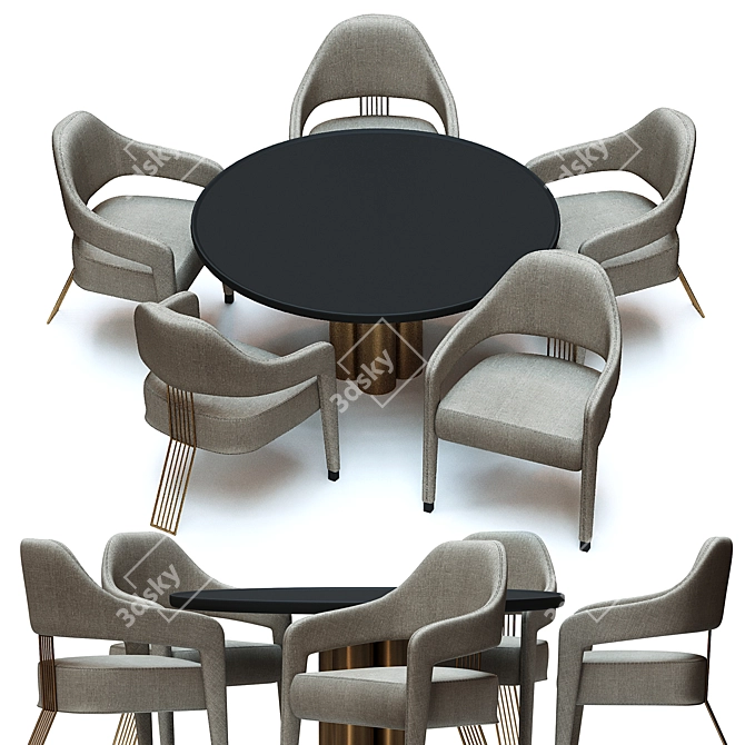 Elegant Designer Table Chair 3D model image 2