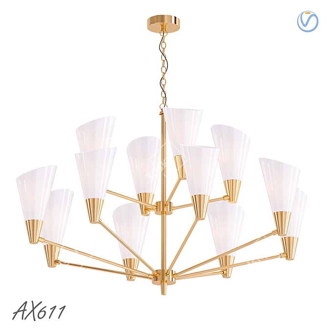 Vintage American Style Ceiling Chandelier 3D model image 1