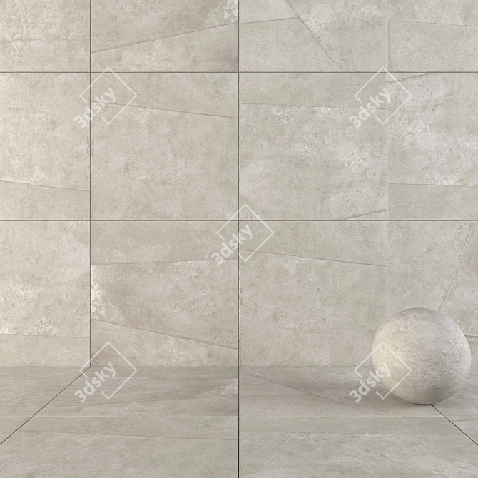 Hyper Silver Patch: Elegant Wall and Floor Tiles 3D model image 1