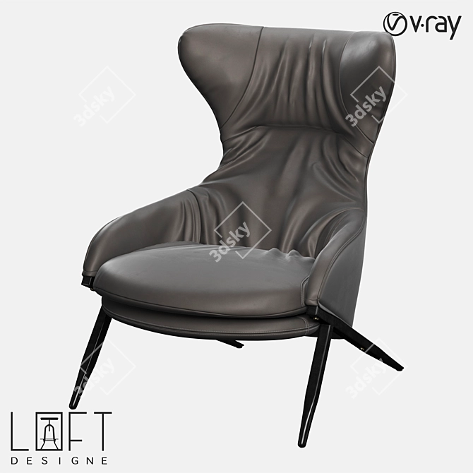 Sleek Metal and Eco-Leather Armchair by LoftDesigne 3D model image 1