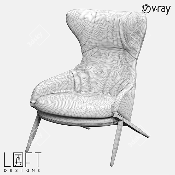 Sleek Metal and Eco-Leather Armchair by LoftDesigne 3D model image 2