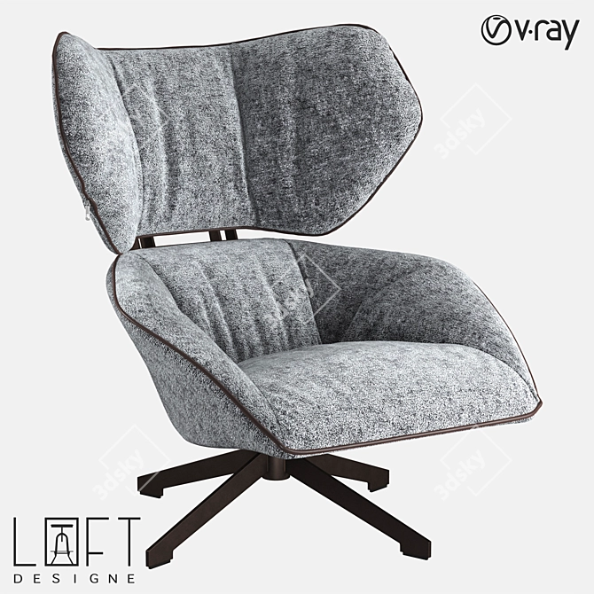 LoftDesign Armchair 36552: Stylish Metal and Fabric Seating 3D model image 1