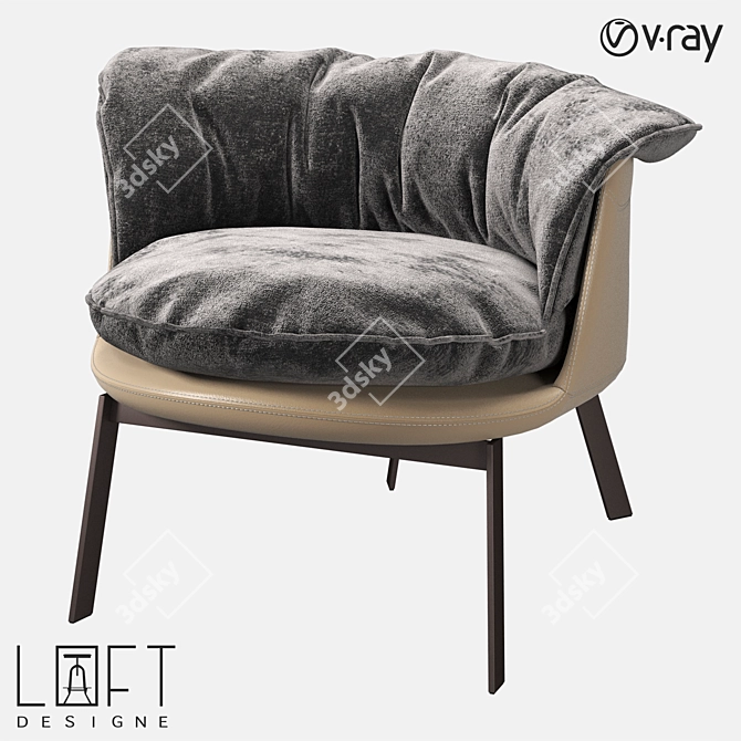 LoftDesign Armchair 36555: Sleek Metal and Fabric Seating 3D model image 1